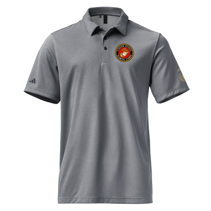 U.S. Marine Corps Left Chest Emblem Adidas® Polo Shirt Tactically Acquired Collegiate Navy Melange S 