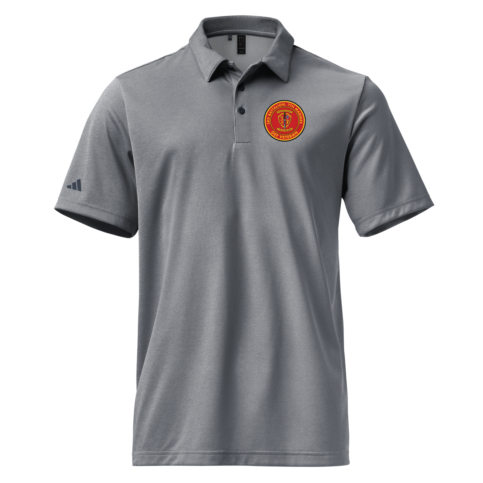 3/7 Marines OEF Veteran Adidas® Space-Dyed Polo Tactically Acquired Collegiate Navy Melange S 