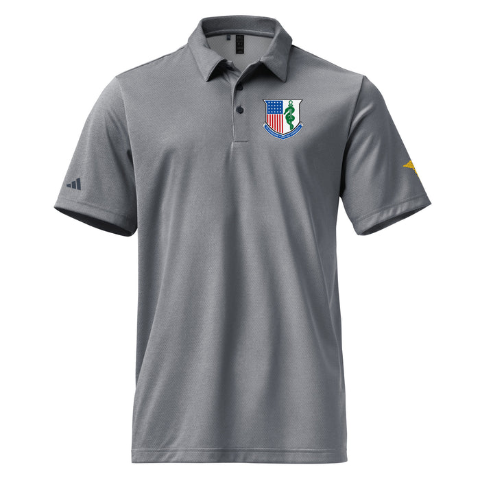 U.S. Army Medical Corps Branch Adidas® Unisex Space-Dyed Polo Tactically Acquired Collegiate Navy Melange S