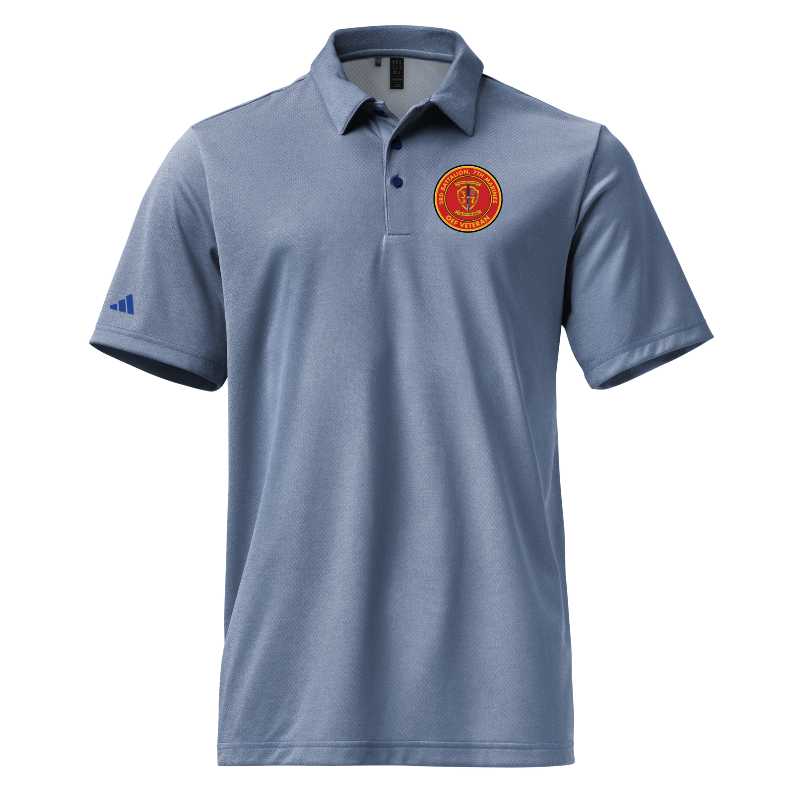3/7 Marines OEF Veteran Adidas® Space-Dyed Polo Tactically Acquired Collegiate Royal Melange S 