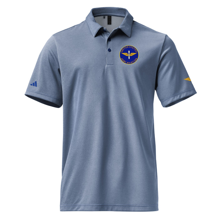 U.S. Army Aviation Adidas® Unisex Space-Dyed Polo Tactically Acquired Collegiate Royal Melange S