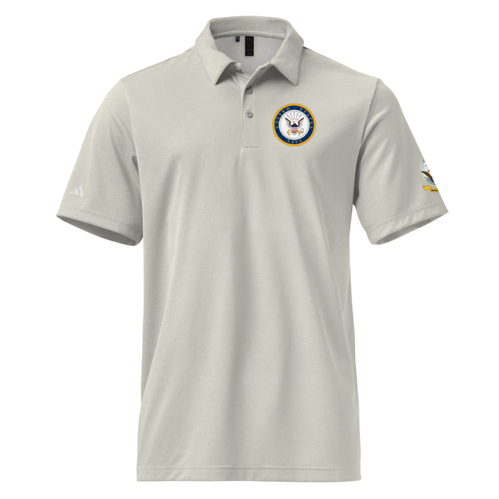 U.S. Navy Left Chest Emblem Adidas® Polo Shirt Tactically Acquired Grey One Heather S 