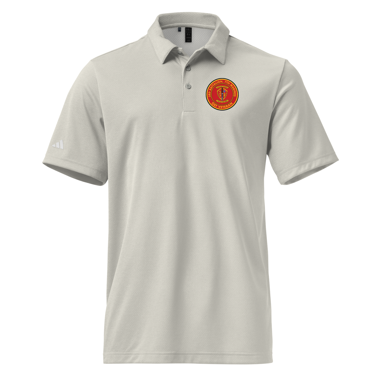 3/7 Marines OEF Veteran Adidas® Space-Dyed Polo Tactically Acquired Grey One Heather S 