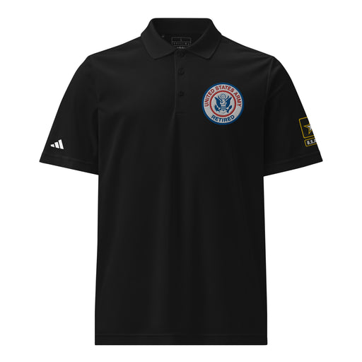 U.S. Army Retired Embroidered Adidas® Sport Polo Tactically Acquired Black S 