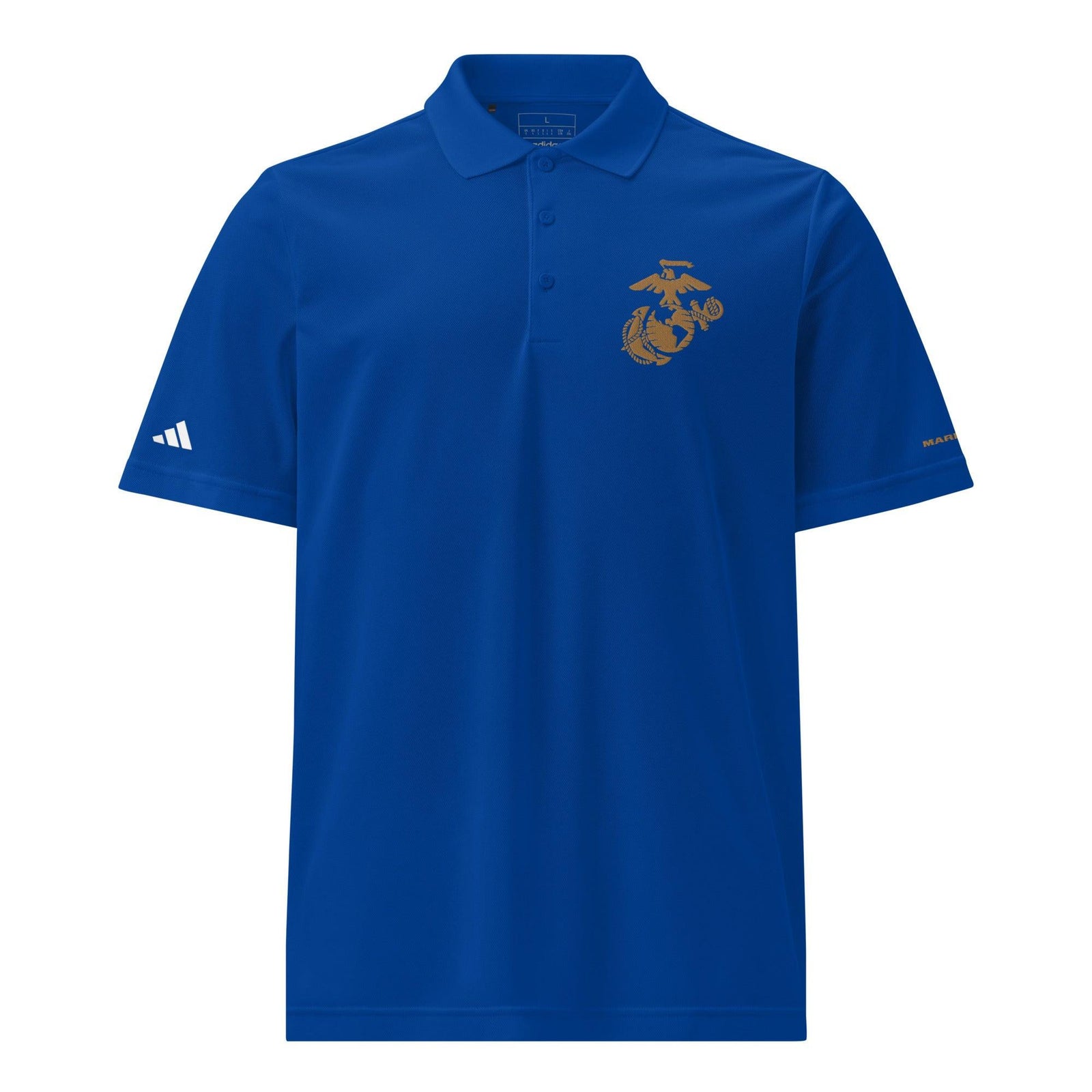 USMC Tan EGA Embroidered Adidas® Sport Polo Tactically Acquired Collegiate Royal S 