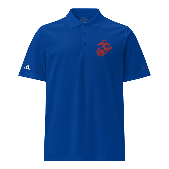 USMC Red EGA Embroidered Adidas® Sport Polo Tactically Acquired Collegiate Royal S 