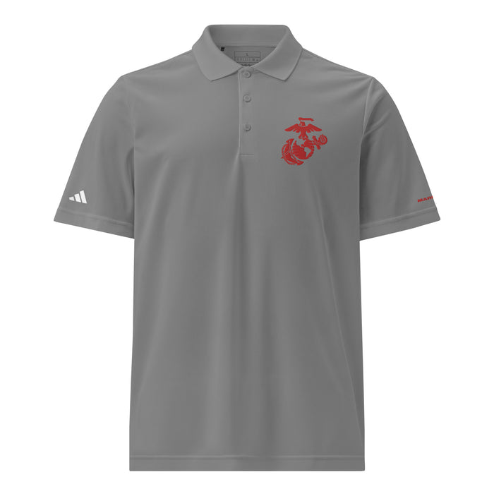 USMC Red EGA Embroidered Adidas® Sport Polo Tactically Acquired Grey Three S 