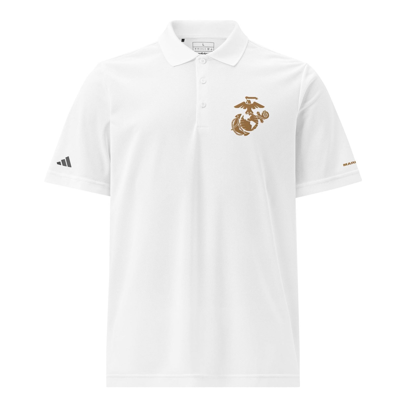 USMC Tan EGA Embroidered Adidas® Sport Polo Tactically Acquired White S 