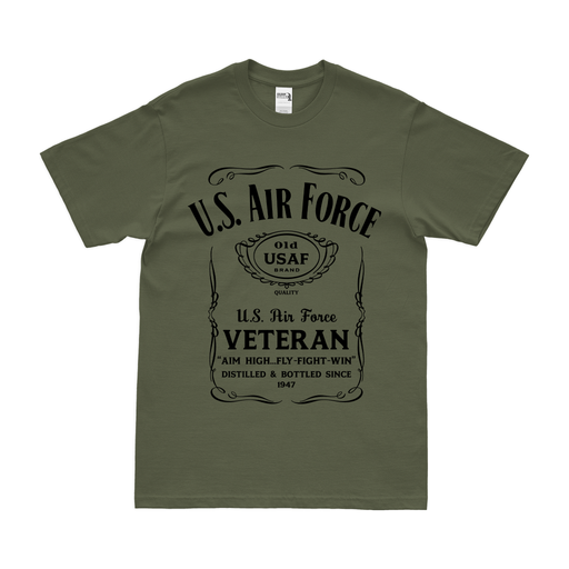 U.S. Air Force (USAF) Veteran Whiskey Label T-Shirt Tactically Acquired Small Military Green 