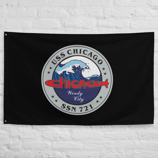 USS Chicago (SSN-721) Submarine Indoor Wall Flag Tactically Acquired   