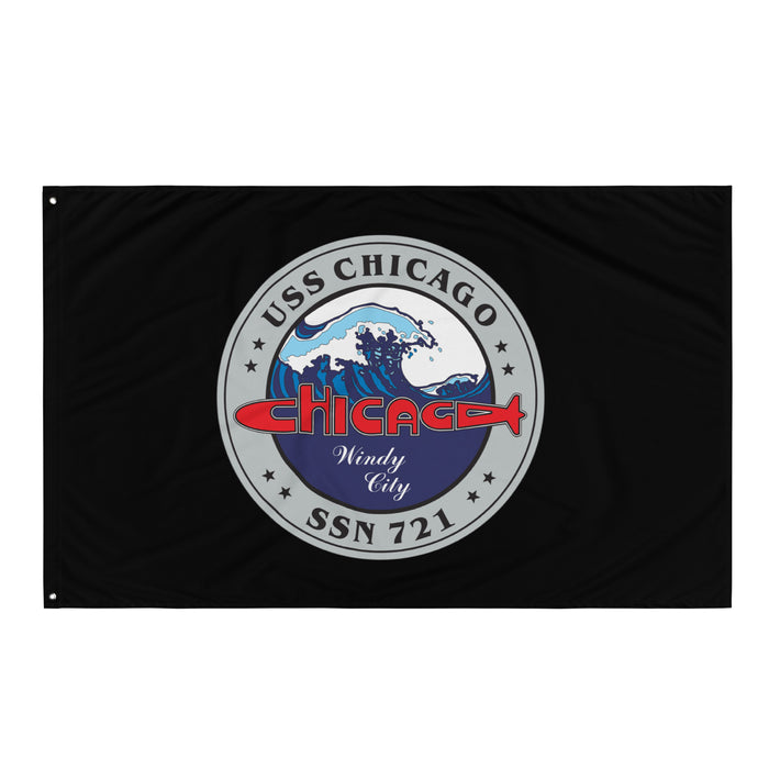 USS Chicago (SSN-721) Submarine Indoor Wall Flag Tactically Acquired   