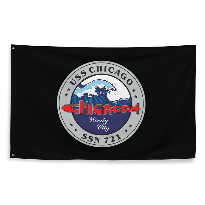 USS Chicago (SSN-721) Submarine Indoor Wall Flag Tactically Acquired   