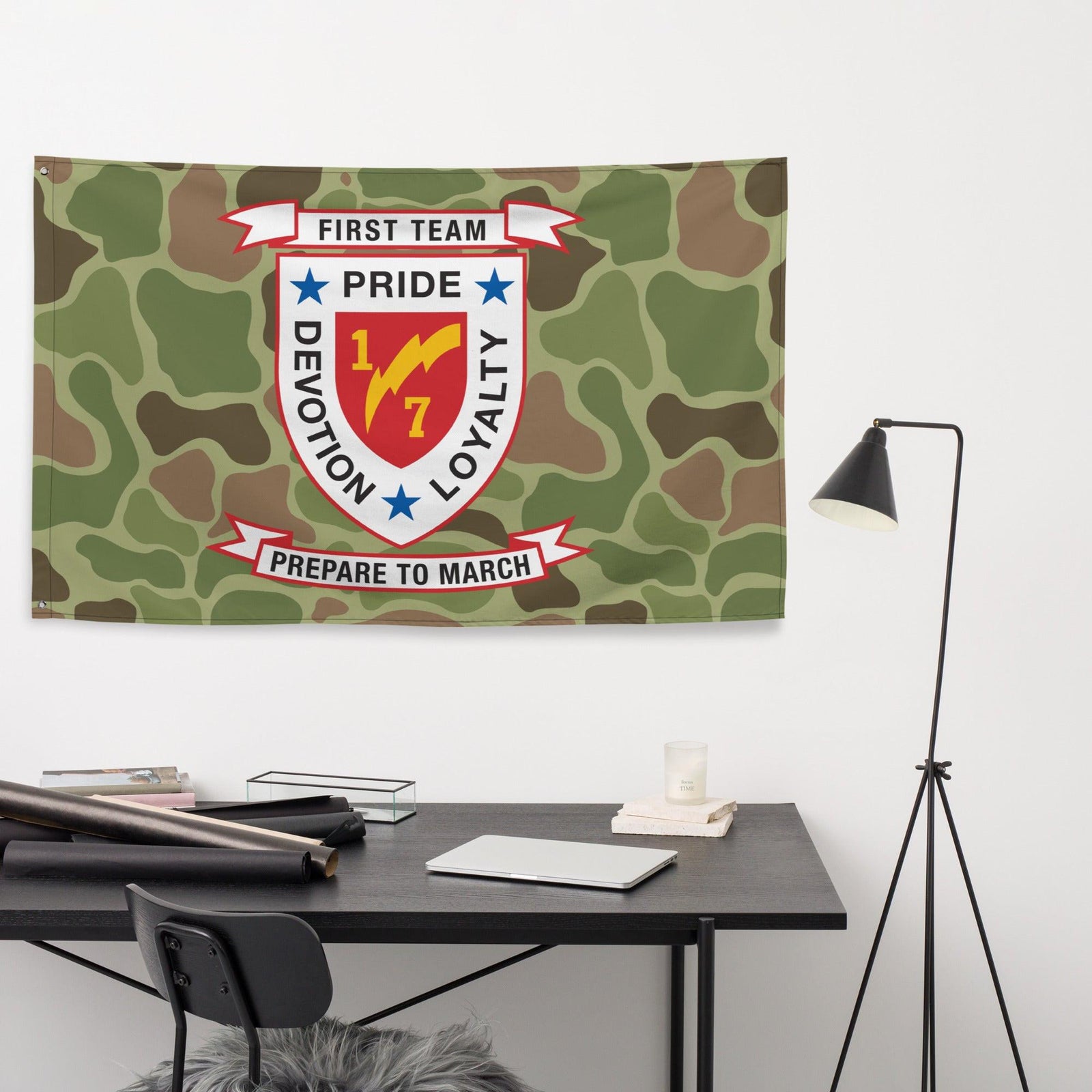1st Battalion 7th Marines (1/7 Marines) Frogskin Camo Flag Tactically Acquired   