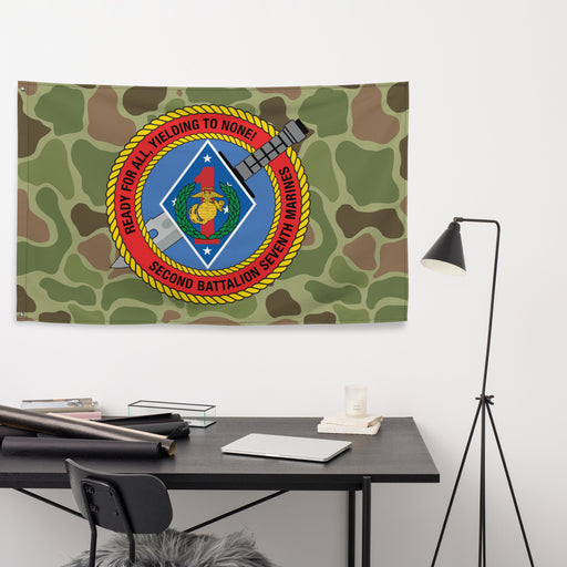 2nd Battalion 7th Marines (2/7 Marines) Frogskin Camo Flag Tactically Acquired   