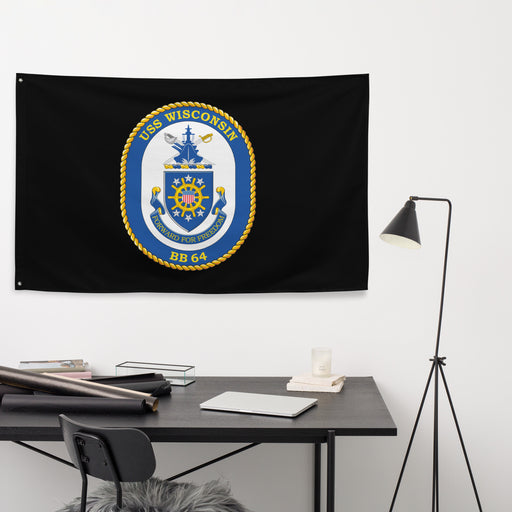 USS Wisconsin (BB-64) Battleship Legacy Indoor Wall Flag Tactically Acquired   