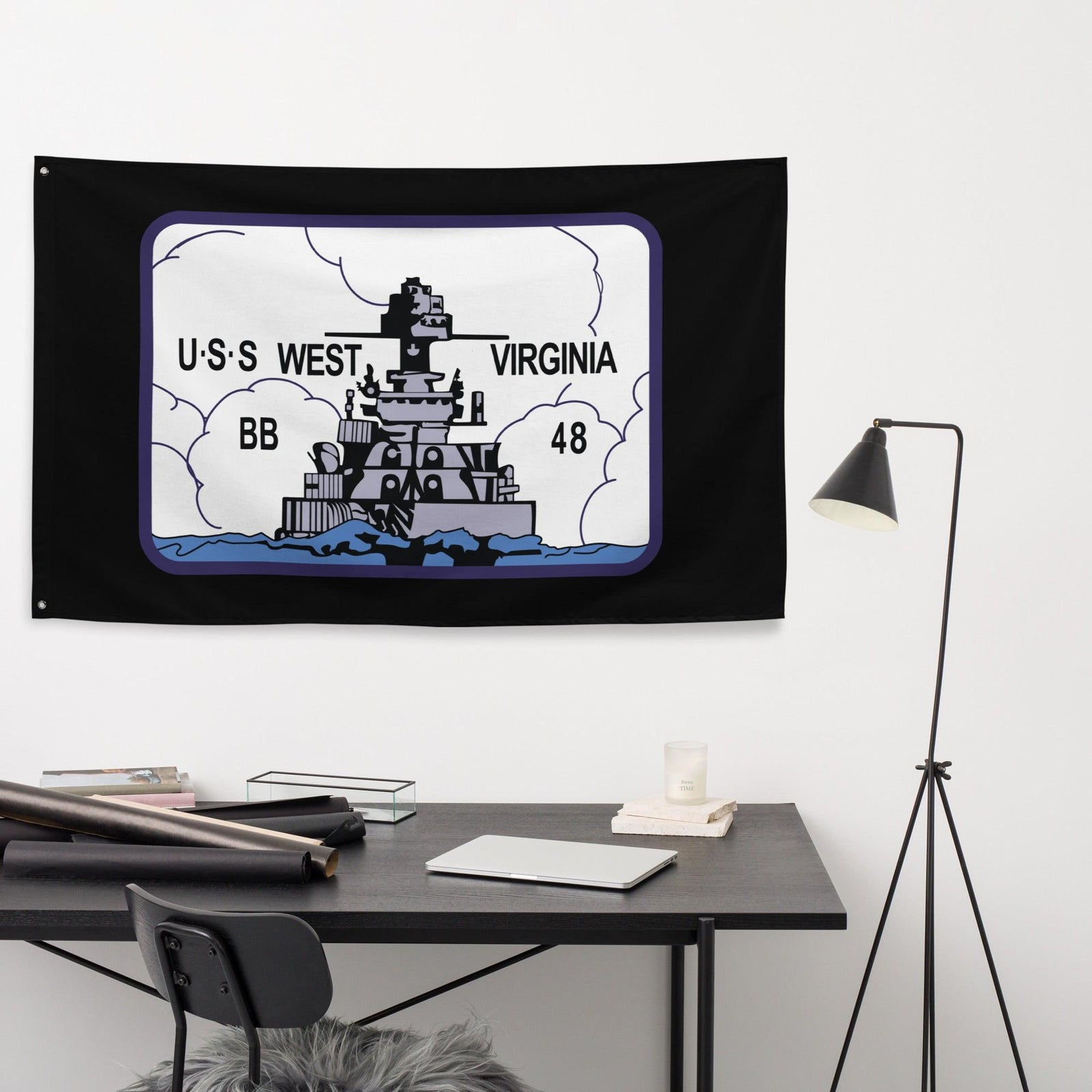 USS West Virginia (BB-48) Battleship Legacy Indoor Wall Flag Tactically Acquired   