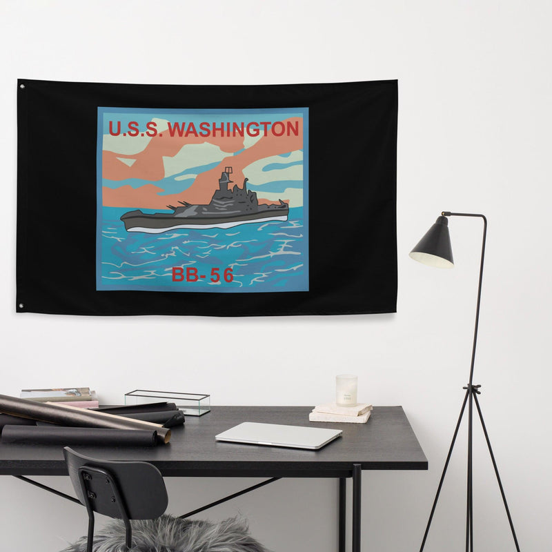 USS Washington (BB-56) Battleship Legacy Indoor Wall Flag
