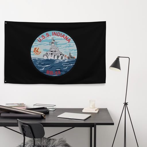 USS Indiana (BB-58) WW2 Battleship Legacy Indoor Wall Flag Tactically Acquired   