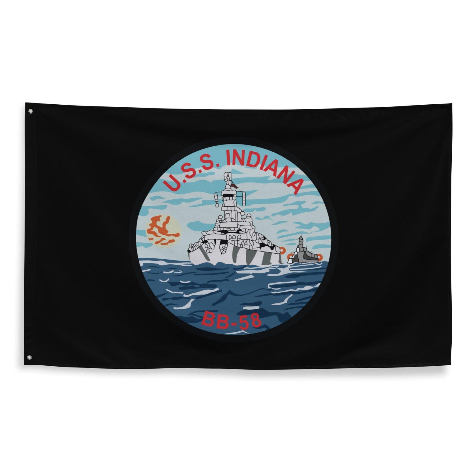 USS Indiana (BB-58) WW2 Battleship Legacy Indoor Wall Flag Tactically Acquired   