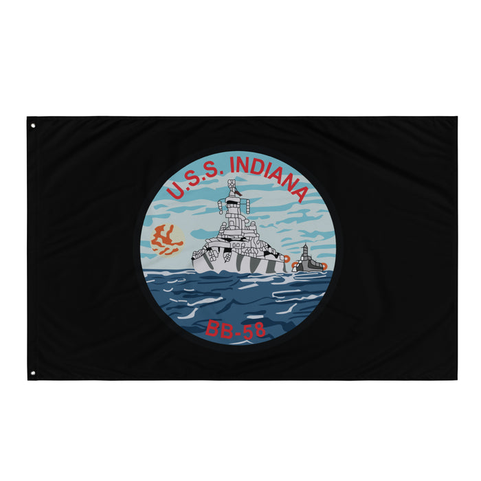 USS Indiana (BB-58) WW2 Battleship Legacy Indoor Wall Flag Tactically Acquired   