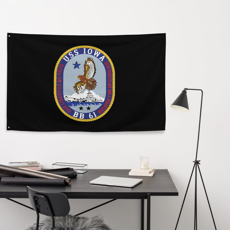 USS Iowa (BB-61) WW2 Battleship Legacy Indoor Wall Flag