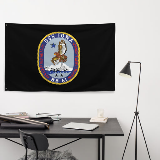 USS Iowa (BB-61) WW2 Battleship Legacy Indoor Wall Flag Tactically Acquired   