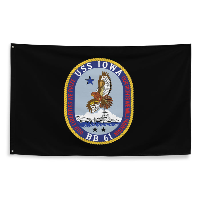 USS Iowa (BB-61) WW2 Battleship Legacy Indoor Wall Flag Tactically Acquired   