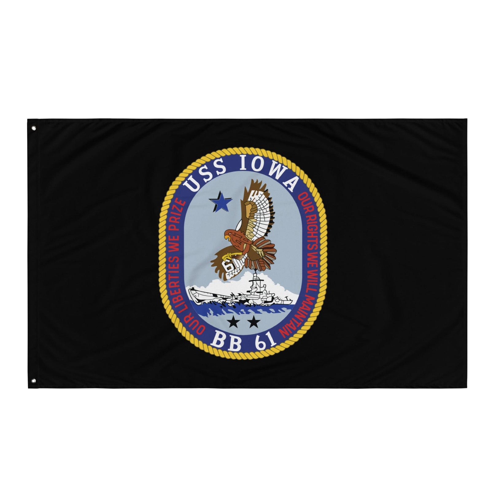 USS Iowa (BB-61) WW2 Battleship Legacy Indoor Wall Flag Tactically Acquired   