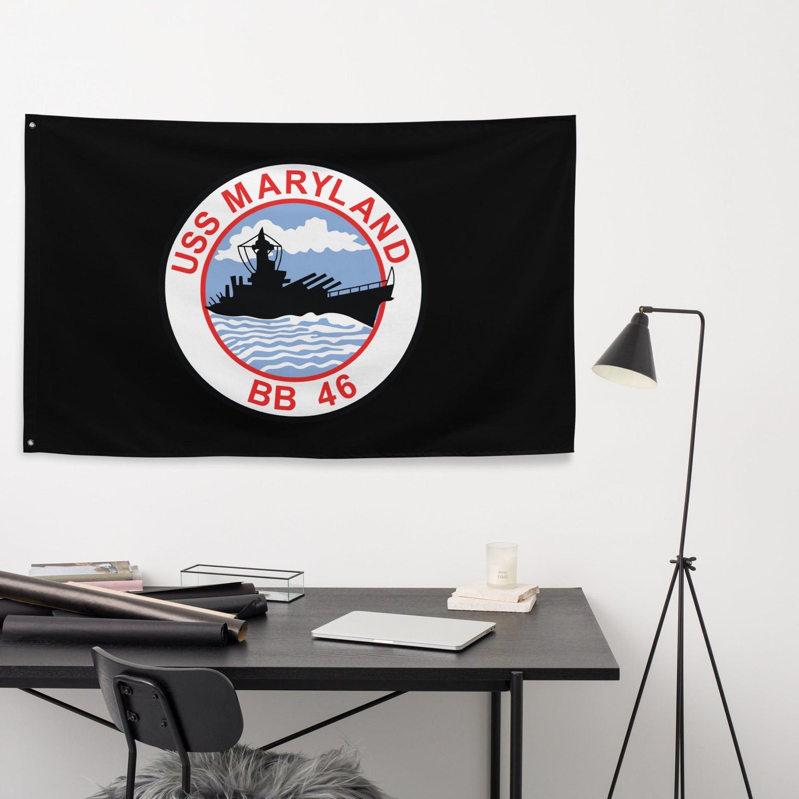 USS Maryland (BB-46) Battleship Legacy Indoor Wall Flag Tactically Acquired   