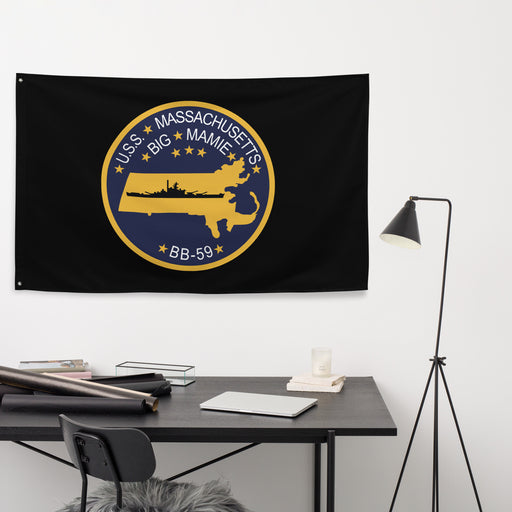 USS Massachusetts (BB-59) Battleship Legacy Indoor Wall Flag Tactically Acquired   