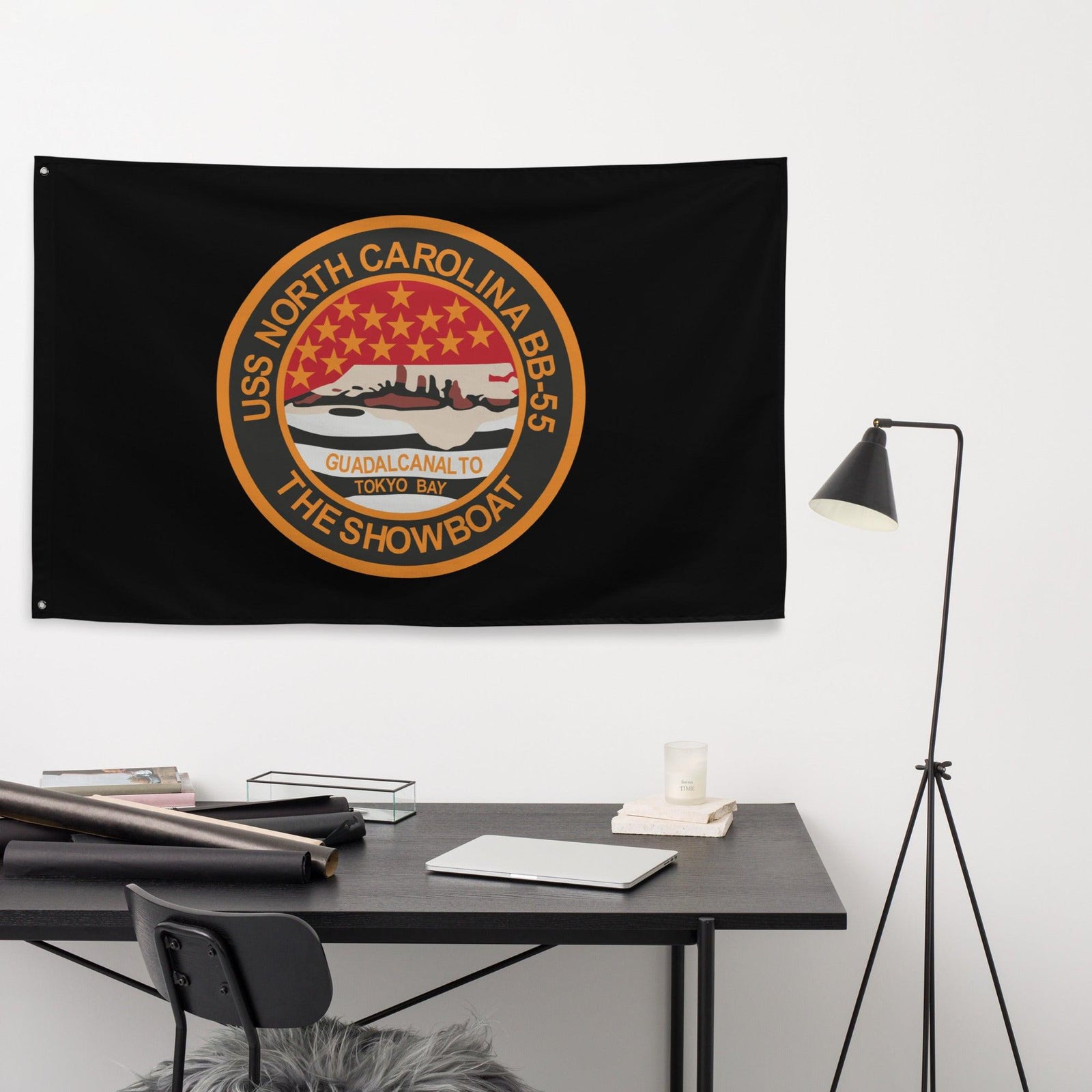 USS North Carolina (BB-55) Battleship Legacy Indoor Wall Flag Tactically Acquired   