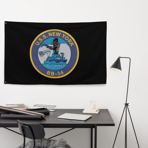 USS New York (BB-34) Battleship Legacy Indoor Wall Flag Tactically Acquired   