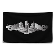 U.S. Navy Silver Submarine Dolphins Indoor Wall Flag Tactically Acquired   