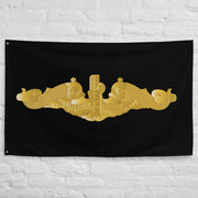 U.S. Navy Gold Submarine Dolphins Indoor Wall Flag Tactically Acquired   