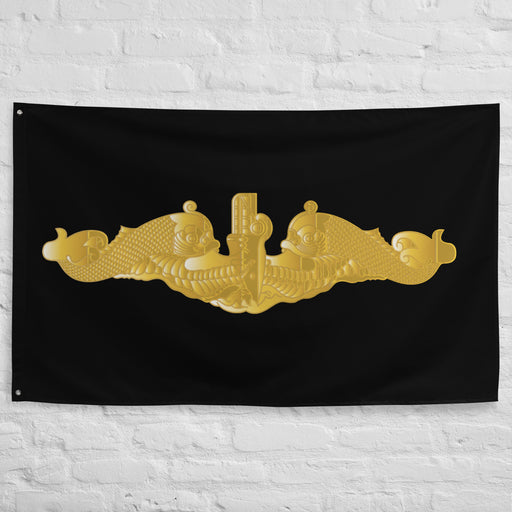 U.S. Navy Gold Submarine Dolphins Indoor Wall Flag Tactically Acquired   