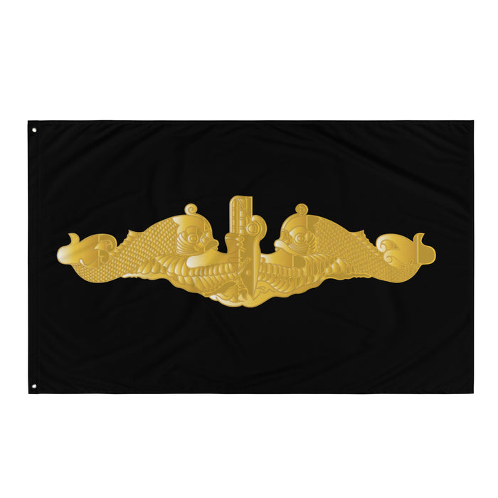 U.S. Navy Gold Submarine Dolphins Indoor Wall Flag Tactically Acquired   
