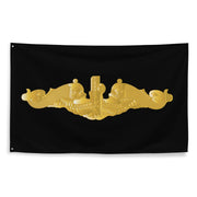 U.S. Navy Gold Submarine Dolphins Indoor Wall Flag Tactically Acquired   