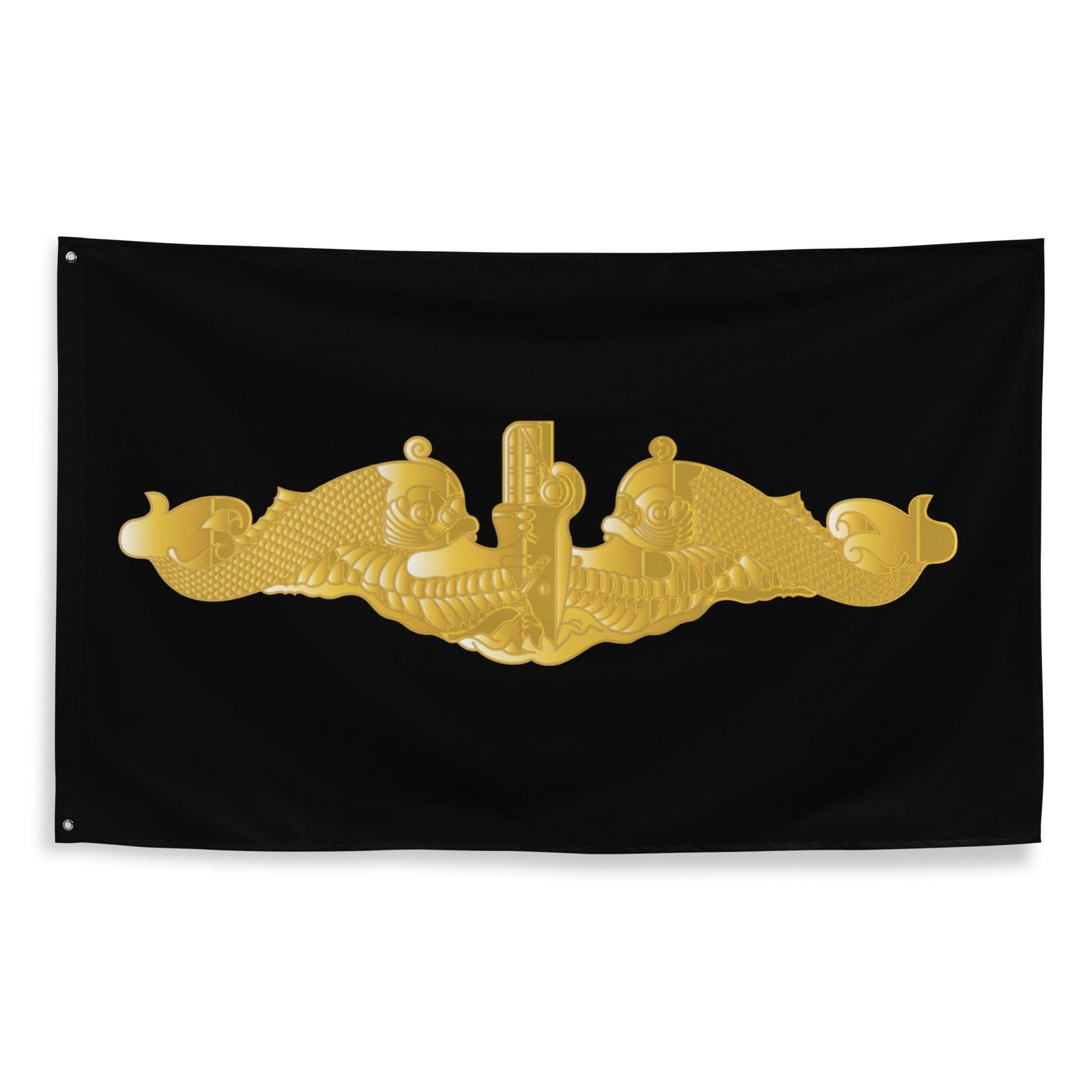 U.S. Navy Gold Submarine Dolphins Indoor Wall Flag Tactically Acquired   