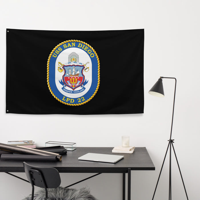 USS San Diego (LPD-22) Black Wall Flag Tactically Acquired   