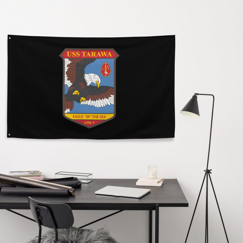 USS Tarawa (LHA-1) Logo Black Wall Flag