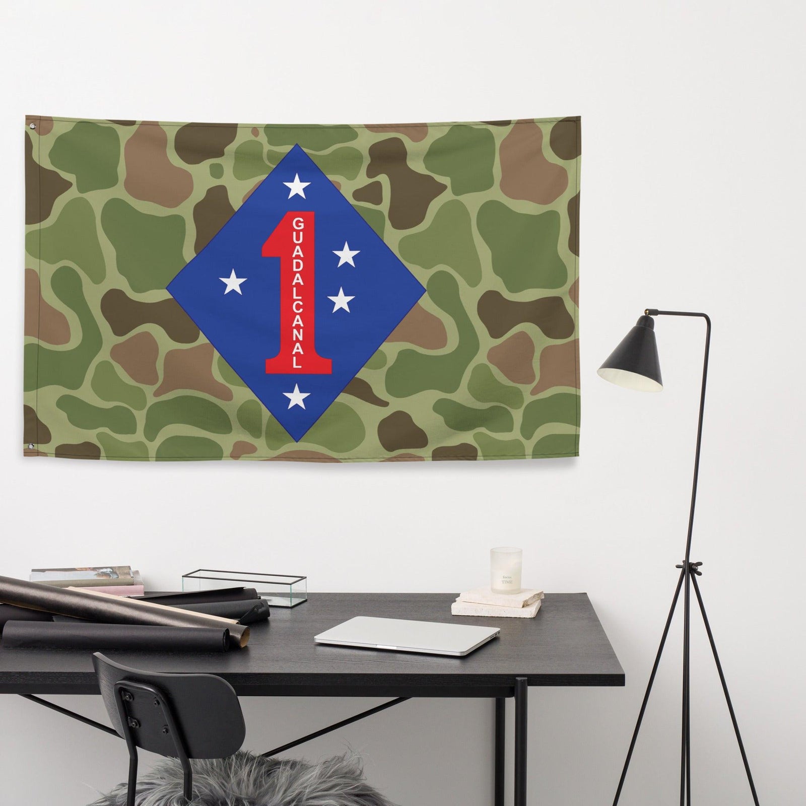 1st Marine Division Frog Skin Camo Wall Flag Tactically Acquired   