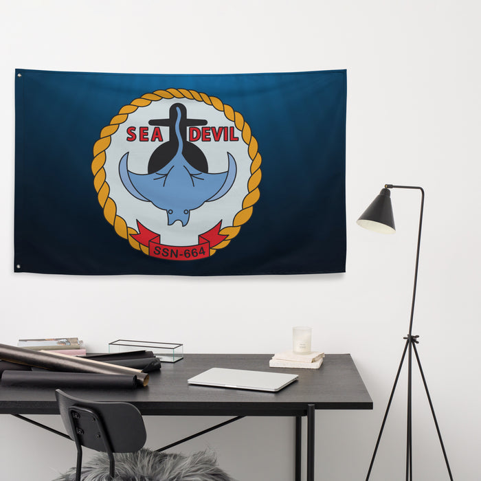 USS Sea Devil (SSN-664) Submarine Wall Flag Tactically Acquired   