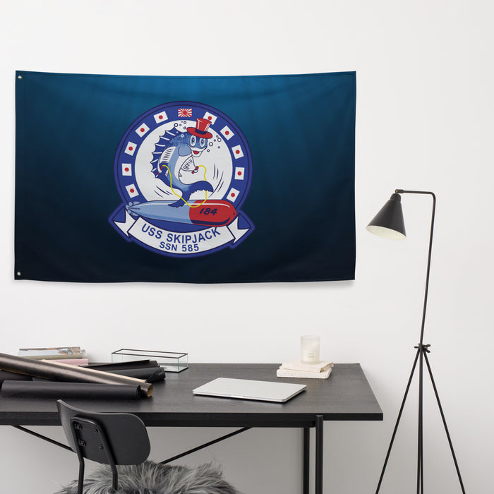 USS Skipjack (SSN-585) Submarine Logo Wall Flag Tactically Acquired   