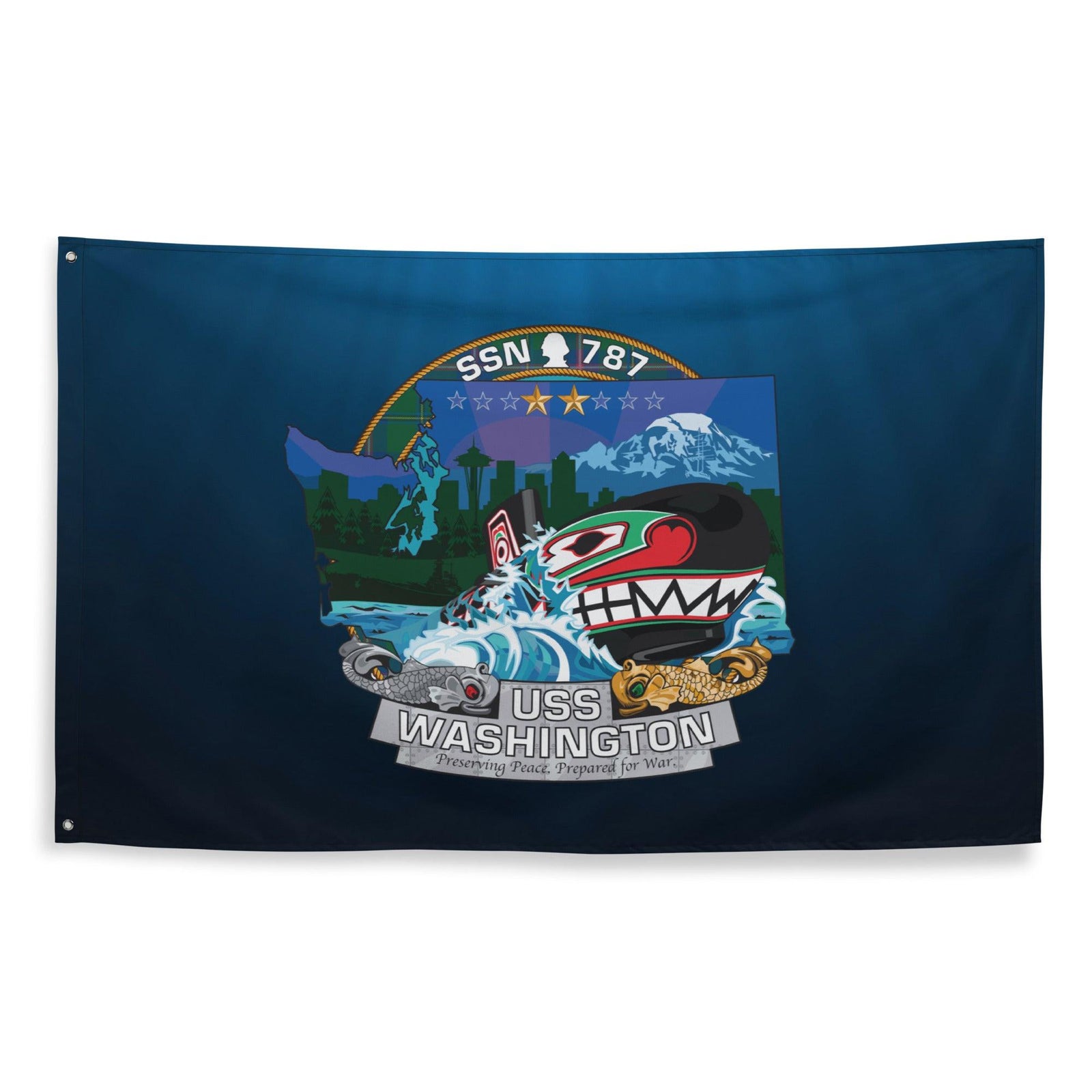 USS Washington (SSN-787) Submarine Wall Flag Tactically Acquired   