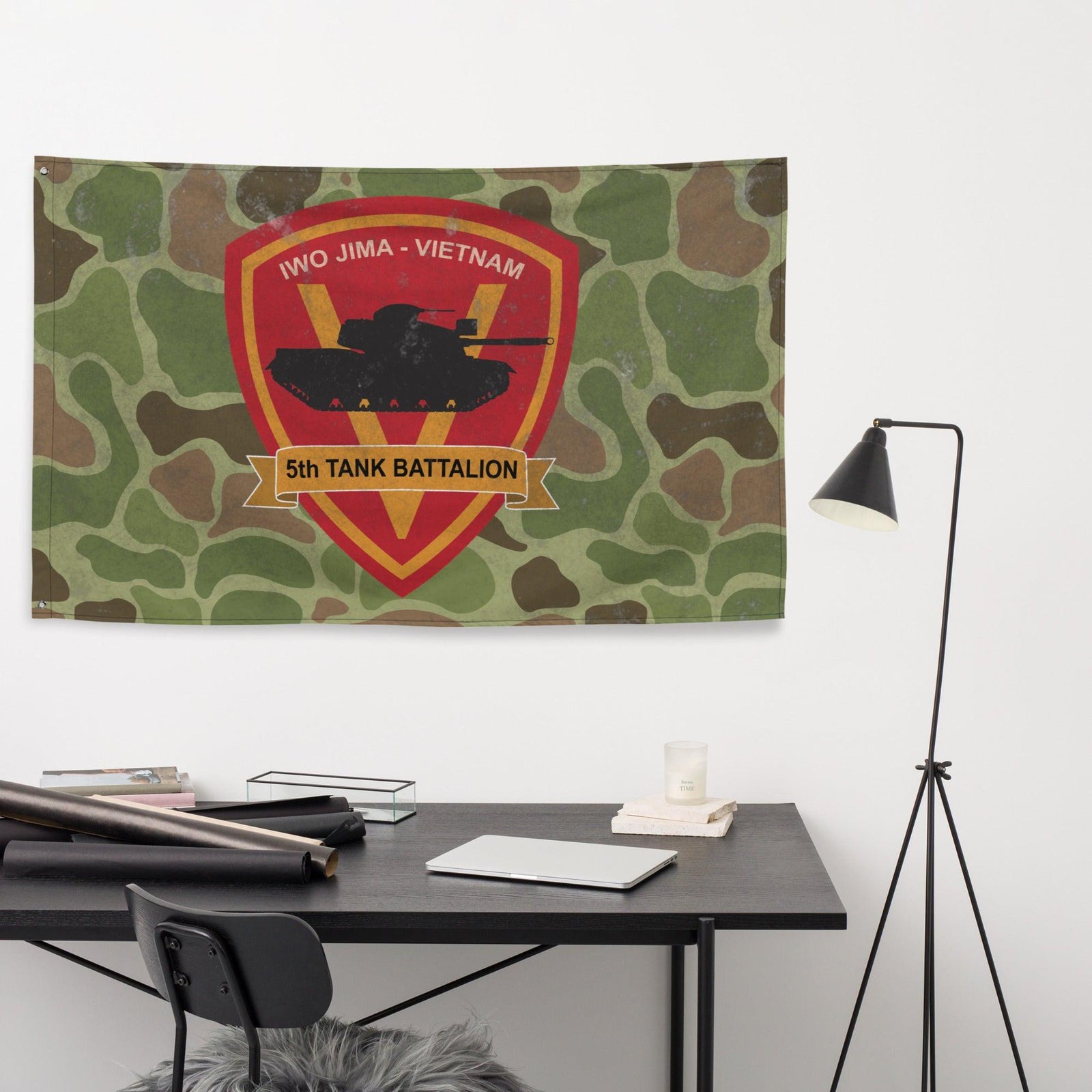 USMC 5th Tank Battalion Frog Skin Camo Flag Tactically Acquired   