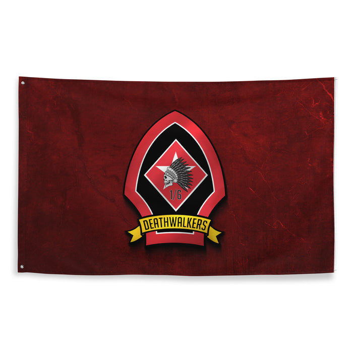1st Bn 6th Marines (1/6 Marines) Deathwalkers Wall Flag Tactically Acquired   