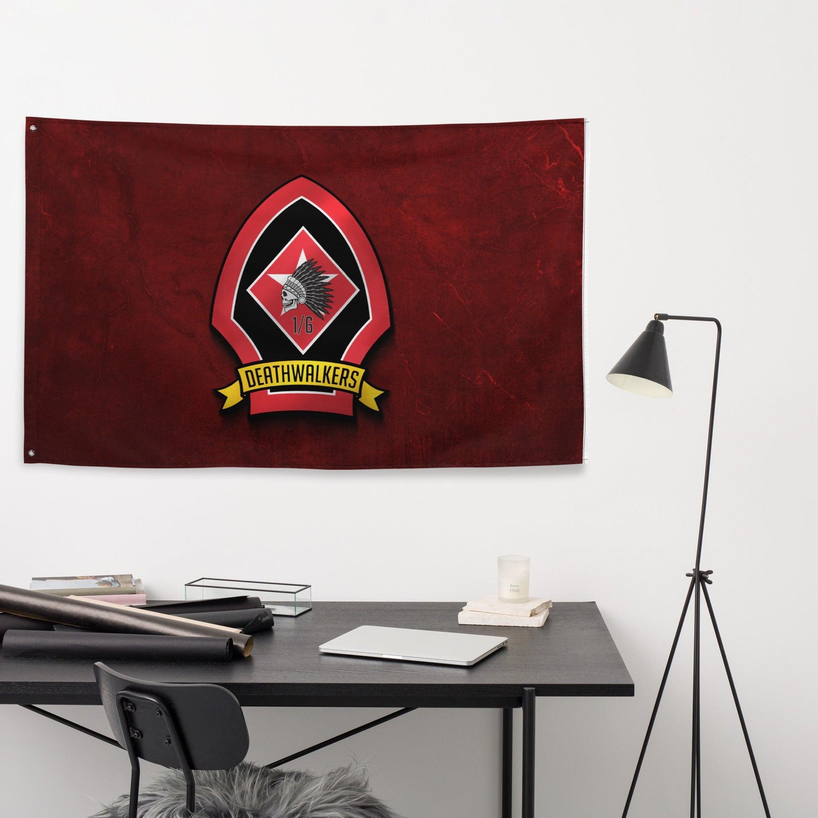 1st Bn 6th Marines (1/6 Marines) Deathwalkers Wall Flag Tactically Acquired   
