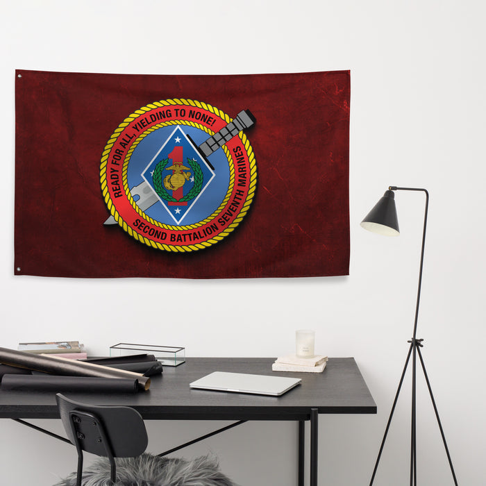 2/7 Marines Red Indoor Wall Flag Tactically Acquired   