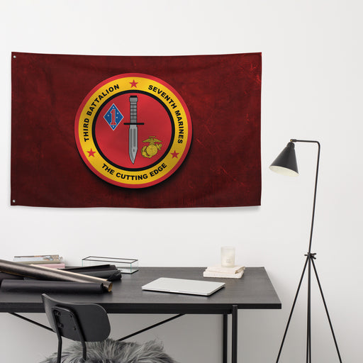 Vintage 3/7 Marines Indoor Wall Flag Tactically Acquired   