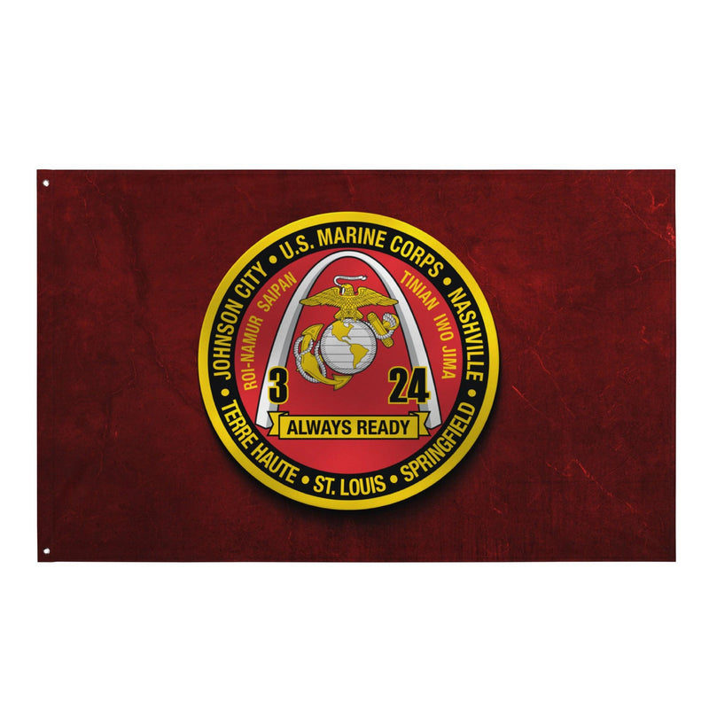 3/24 Marines Indoor Red USMC Wall Flag